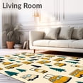 thumbnail image 2 of ODIKA 2x3 Machine Washable Non-Slip Area Rug, Midcentury Camp Icon Collage Featuring Lanterns Trees and Trailers High Traffic Rug with Pad, Beige, 708935, 2 of 8