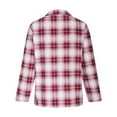 thumbnail image 4 of Womens Plaid T-shirt Classic lapel Shirt Soft Breathable 3/4 Sleeve Top V-neck Pullover with Neat Adjustable Button Cuffs 2025 Summer Fall Outfits, 4 of 5