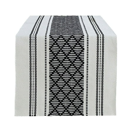 

Clearance! RZKZGLX Table Cloth Table Runner With Fringe Black & Woven Washable Console Tabletop Runner Dresser Scarf Farmhouse Extra Long Heavy Cotton Table Topper(BKG)