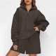thumbnail image 1 of Puntoco Mujeres Casual Color Puro Cremallera Con Capucha Dos Piezas Pantalones Cortos Jersey Manga Larga Sudaderas Conjuntos Puntoco Puntoco-7040, 1 of 9