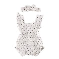 thumbnail image 1 of Newborn Baby Girls Clothes One-Piece Romper Cotton Linen Bodysuit with Headband, 1 of 8