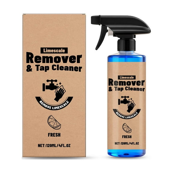 Faucet Cleaner, Limescale Remover, Stubborn Water Stain Remover for Faucets Showerheads Stainless Steel Furniture, Non-Abrasive Deep Cleaning Spray 120ml