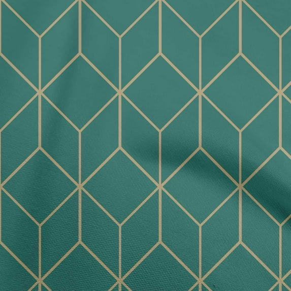 oneOone Cotton Cambric Teal Green Fabric Geometric Diy Clothing Quilting Fabric Print Fabric By Yard 42 Inch Wide