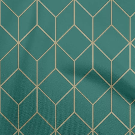 oneOone Cotton Poplin Teal Green Fabric Geometric Craft Projects Decor Fabric Printed By The Yard 42 Inch Wide