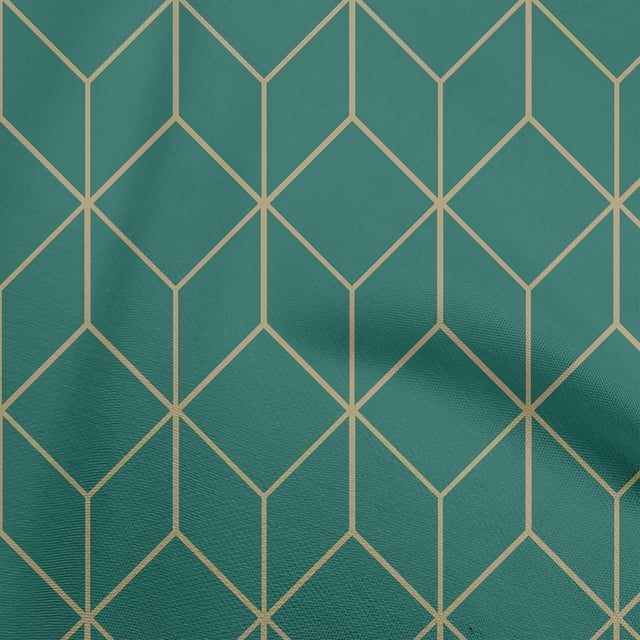 oneOone Silk Tabby Teal Green Fabric Geometric Sewing Craft Projects Fabric Prints By Yard 42 Inch Wide