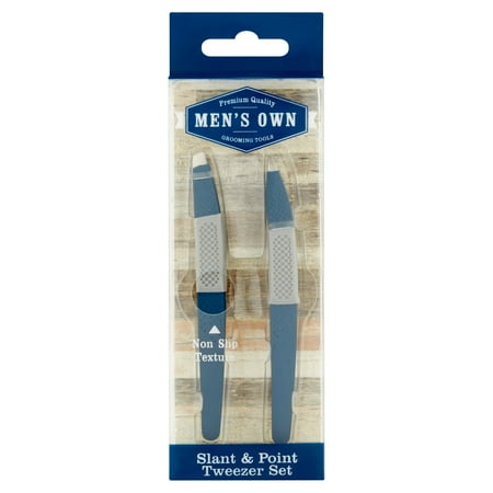 Grooming Kit Tweezer - (2 Pack) Men's Own Grooming Tools Slant & Point Tweezer Set