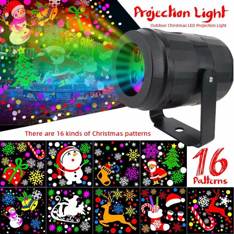 Christmas Laser Projector Lights LED 16 Patterns Xmas Garden Party Outdoor Lamp 