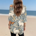 thumbnail image 7 of Womens Easter Shirts Colored Eggs Print 3/4 Sleeve V Neck Tee Plus Size Boho Long Blouses Loose Fit Trendy Tunic Tops with Pocket, #01 Sky Blue, L, 7 of 7