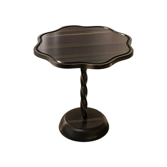 Black Modern Round Accent Table With Floral Pedestal Base Compact Side Table For Small Spaces Black Finish Easy To Move #nX50z