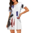 thumbnail image 1 of Fotbe Patriotic Skull Art Bata de Dormir para Mujer con Estampado, Camisón de Algodón de Manga Corta, Ropa de Dormir Casual, 1 of 6