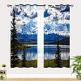 thumbnail image 2 of Nature Curtains, Spring Alaska Woodland Snow Mountain Lake Landscape Scenery Print Patterned Waterproof Fabric Grommet Window Drapes for Bedroom Living Room Cafe Office 2 Panels W52 x L84, 2 of 6
