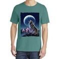 thumbnail image 2 of Wild Bobby, Full Moon Snow Wolf Howling, Animal Lover, Garment-Dyed Washed Look Short Sleeve T-Shirt, Emerald, 2XL, 2 of 3