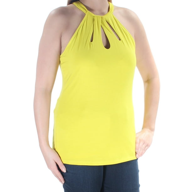 blue and yellow halter top