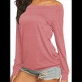 thumbnail image 3 of Blusa de Larga con Cuello y Hombros Descubiertos para Mujer Rosa S, 3 of 6