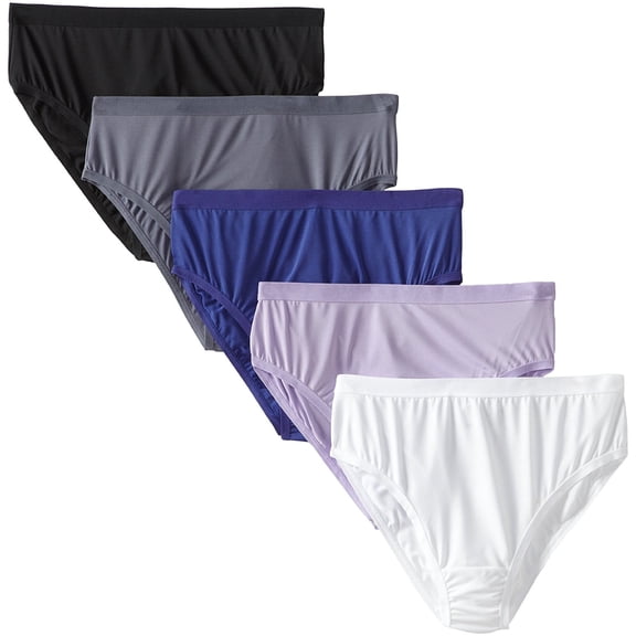 Fruit of the Loom Women's Plus Size "Fit For Me" 5 Pack Microfiber Hi-Cut Panties, Assorted, 9