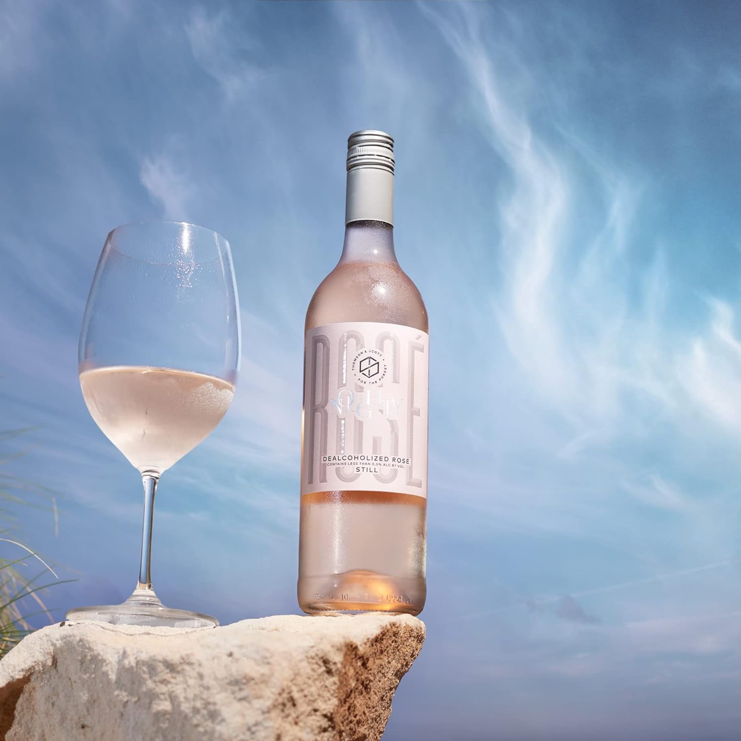 Thomson & Scott Noughty, Non-Alcoholic Rose Wine, Low-Sugar, Vegan, Provence Style Rose Wine from South Africa, 750ml