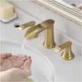 thumbnail image 4 of JERFIT 8-inch Widespread Bathroom Faucet, Brushed Gold Solid Brass 3-Hole Vanity Sink Faucet with Pop-Up Drain and Lever Handles, 4 of 6
