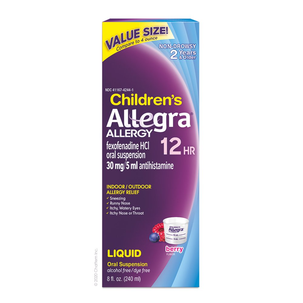 Allegra Children's 12HR Liquid (8 Oz, Berry Flavor, 30 mg) Walmart