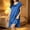 Blue, variant on Women's Lace Trim Satin Nightgown Short Sleeve Scoop Neck Silky Loose Fit Sleep Dress with Bow Detail Red Free Size