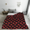 thumbnail image 5 of Cauagu Sexy Red Lips Kiss Pattern Flannel Bed Blankets,Fleece Blanket Comfortable Air Conditioning Blanket for Sofa Bed Travel Couch & Living Room -40"x30", 5 of 8