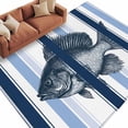 thumbnail image 2 of 6'x9' Area Rugs, Ocean Fish Indoor Outdoor Area Rug for Living Room Bedroom, Watercolor Navy Blue Aqua Stripe Modern Washable Bathroom Rugs Kitchen Floor Carpet Mats Home Decor Aesthetic, 2 of 8