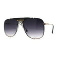 thumbnail image 2 of Luxurious Mens Rimless Rectangular Baller Gangster Officer Sunglasses Gold Black Smoke, 2 of 4