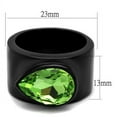 thumbnail image 2 of IP Black(Ion Plating) Stainless Steel Ring with Top Grade Crystal in Peridot for Women Peridot Stone Color Style TK1363J Size 7, 2 of 4