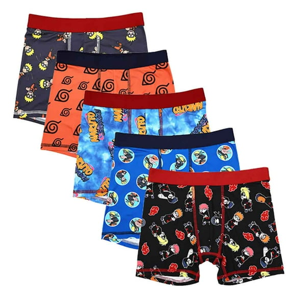 Naruto Shippuden Character Print Multipack Boys Boxer Briefs Underwear-Size-10