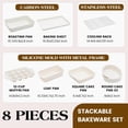 thumbnail image 4 of 8 Pcs Baking Pans Set, Silicone with Metal Reinforced Frame, Nonstick Stackable Carbon Steel Non Toxic Baking Sets for Cooking (Cream), 4 of 4