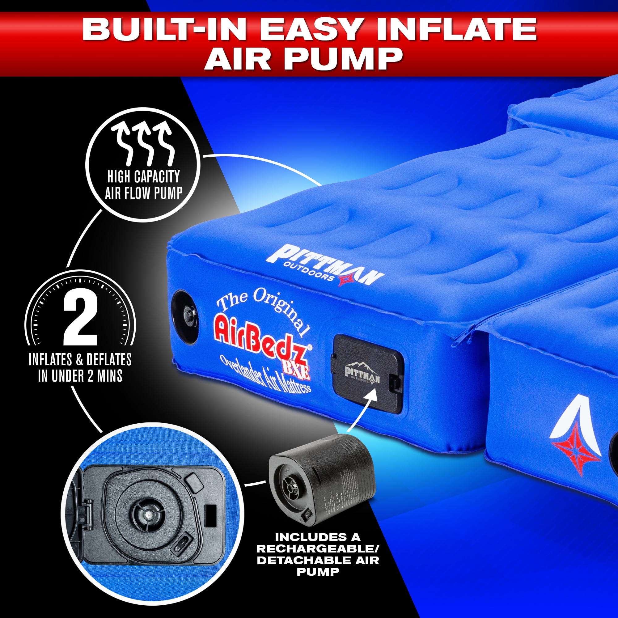 AirBedz by Pittman Outdoors - Bronco 2-Piece Rear Seats Down Air Mattress with Built-in Pump