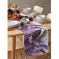 thumbnail image 6 of Purple Tropical Leaves Table Runner Cotton Linen 120 Inch Holiday Dresser Scarves, Simple Watercolor Palm Plants Tablerunner for Kitchen Coffee Dining Bedroom Dinner Scarf Décor 13''x120'', 6 of 9