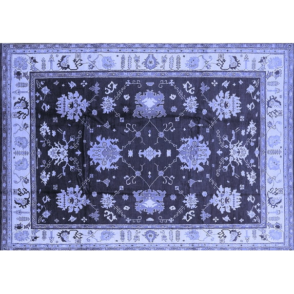 Ahgly Company Machine Washable Indoor Rectangle Oriental Blue Traditional Area Rugs, 5' x 7'