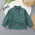 thumbnail image 4 of Kiijoy Toddler Boys Solid Long Sleeve Shirt Casual Neck Button Down Pocket Shirt, 4 of 5