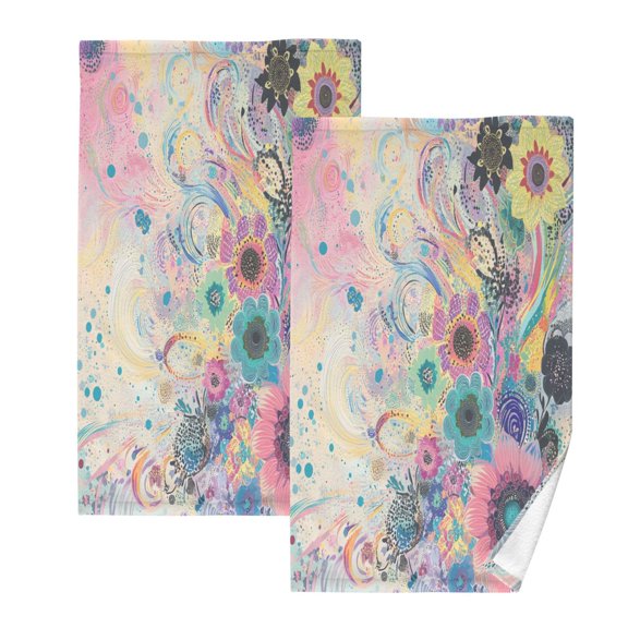 BZSMCE Face Towel Hand Towel Bath Towel Cotton Bath Towel Sets Hand Bath Towels Fashion Vibrant Floral Whirl Pattern