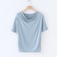 thumbnail image 5 of Hvot&aat Women's Summer T Shirts Pleated Cowl Neck Short Sleeve Blouses Solid Color Loose Fit Going Out Tees, 5 of 5