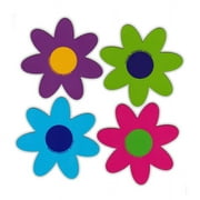 Magnetic Bumper Sticker - Set of 4 Magnets - Bright Flowers - Decoration Magnets - 4" x 4" Each Flower
