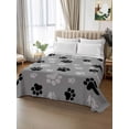 thumbnail image 2 of Pet Paw Printed King Size Flat Sheet, Wrinkleproof & Fadeproof Cooling Flat Bed Sheet Only, Modern Black Grey Watercolor Dog Claws Breathable Soft Bedding Top Sheets 105 x 98 Inches, 2 of 8