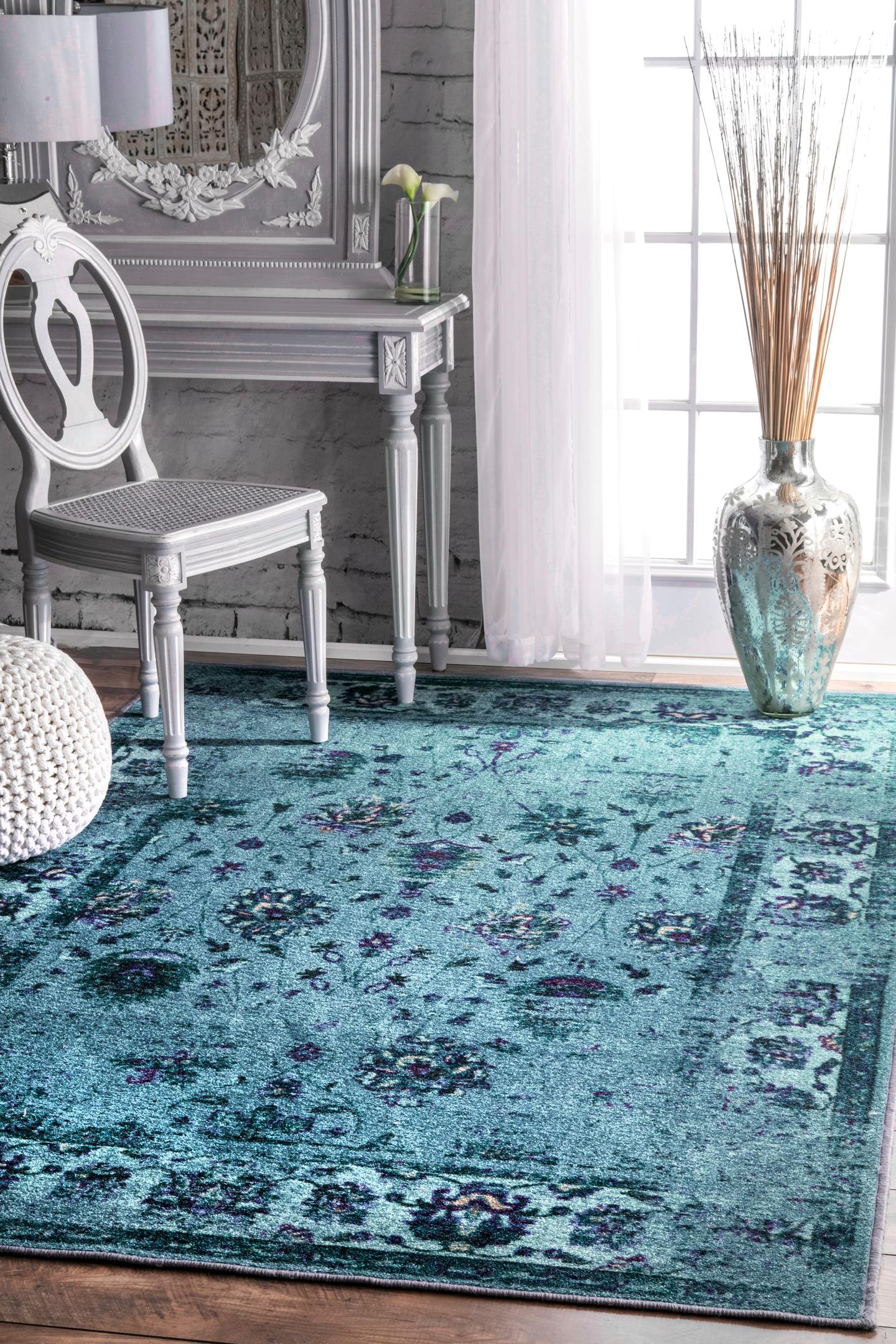 nuLOOM Elizabeth Vintage Persian Runner Rug, 2' 6' x 8' 6', Turquoise