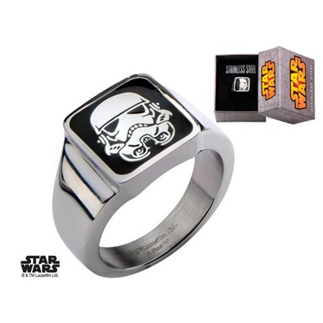 Star Wars SWSTFR02-9 Stormtrooper Carré Haut Anneau en Acier Inoxydable - 9 Po.