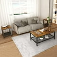 thumbnail image 4 of Lamerge 3 Pieces Living Room Table Set, Industrial Coffee Table with 2 Square End Side Tables, Coffee Table Set with Metal Frame for Apartment Home Office, Rustic Brown, 4 of 5