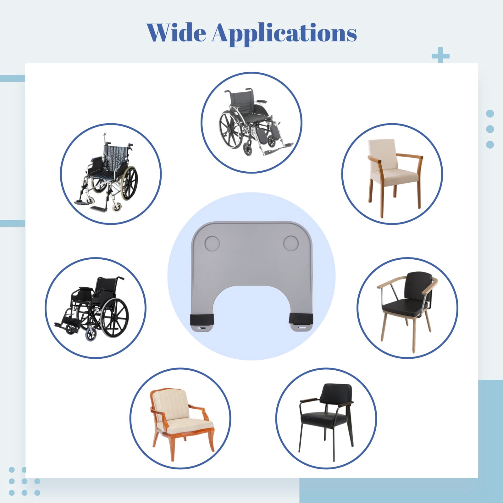 Wheelchair Tray Table, Detachable Wheelchair Lap Tray with Cup Holders for Elderly, Widened and Thickened Wheelchair Desk Accessories for for Dining, Reading, and Resting