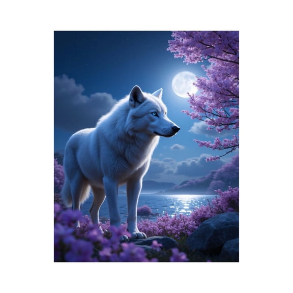 Paint by Numbers Kit for Adults, Mystic Wolf Moonlit Blossom Scene Paint by Numbers, Easy Paint by Numbers Kit for Adults Beginner, DIY Adult Paint by Number Kits on Canvas, 12x16in Home Decor