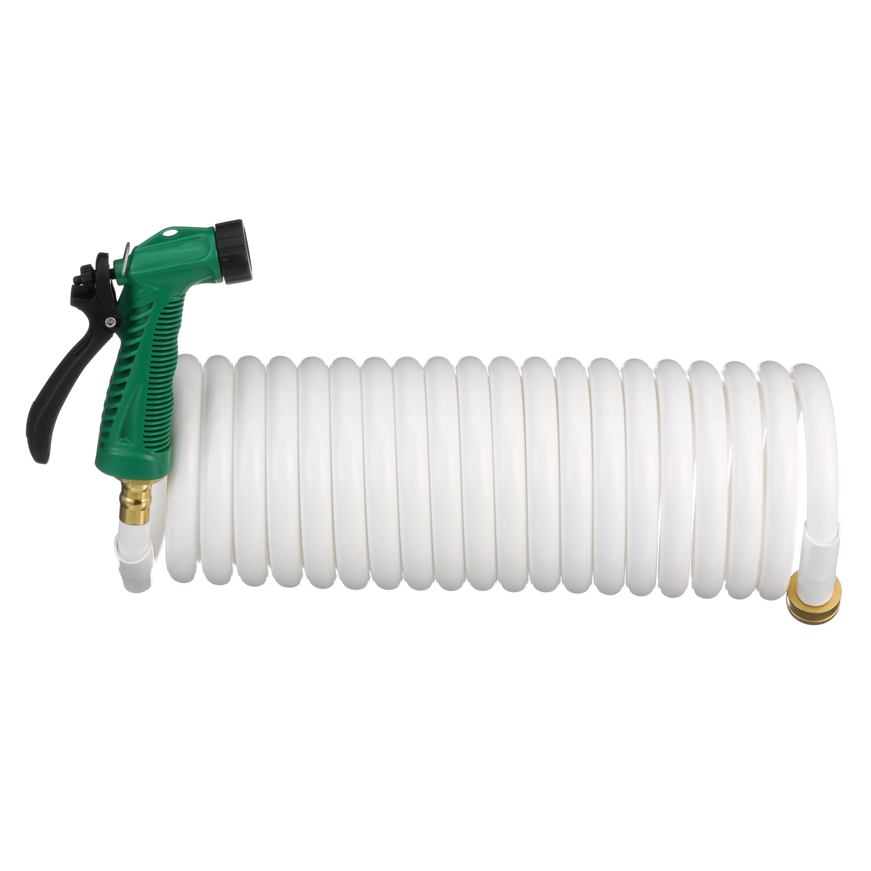 Seachoice Coiled Washdown Hose w/ Sprayer and Brass Fittings, 25 Ft