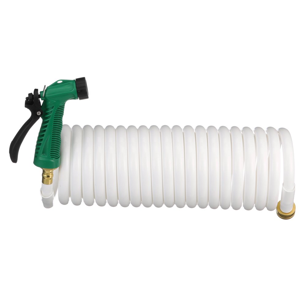 Seachoice 79691 Coiled Washdown Hose with Sprayer and Brass Fittings 25