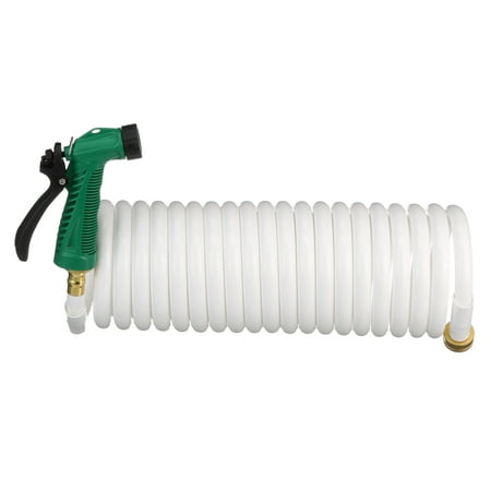 Seachoice 79691 Coiled Washdown Hose with Sprayer and Brass Fittings 25’