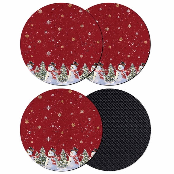 Red Christmas Snowman Coasters Set of 4, Absorbent Coasters for Drinks, Winter Xmas Tree Snowflakes Winter Coaster for Desk Coffee Table Protection, Home Decor House Warming Gifts 4"