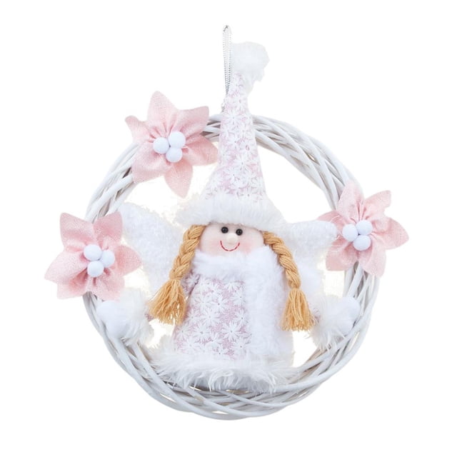 Muñecas Círculo Corona De Mimbre Con Alas Árbol De Navidad Colgante Creativo Adorno Colgante Para Puerta Delantera Decoración Del Hogar Speravity HA044564-01