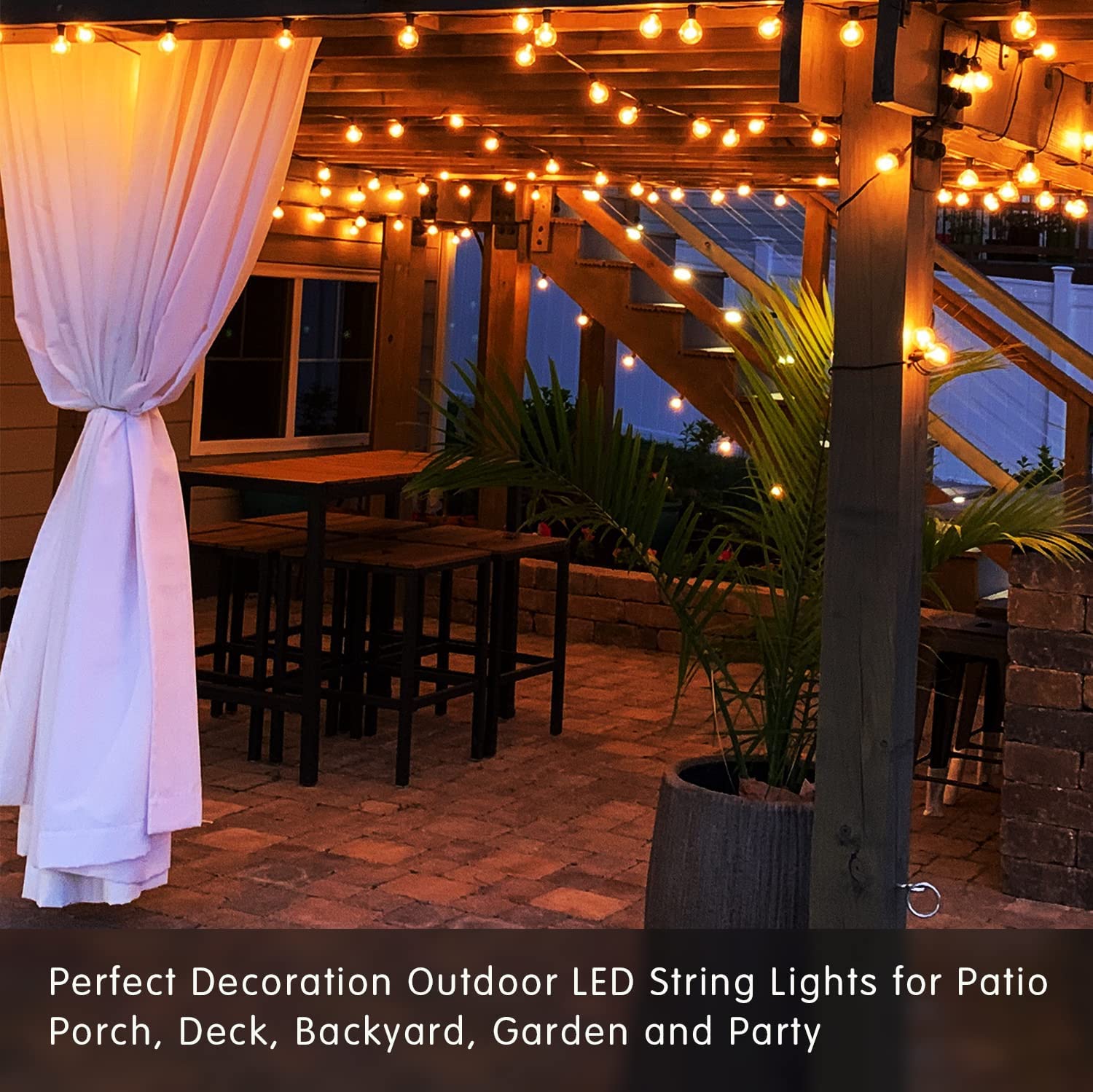 Daybetter 100 ft Outdoor String Lights, 50 G40 Edison Bulbs photo 6