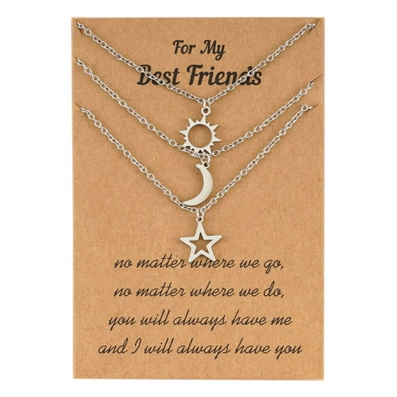 Milue for Sun Moon Star Stainless Steel Necklace Best Friend Friendship Pendant Neckla