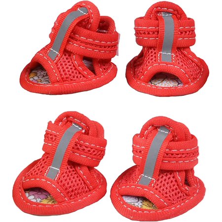 Small Dog Summer Mesh Sandal Shoes Puppy Cats Breathable Paw Protectors Red Size 1